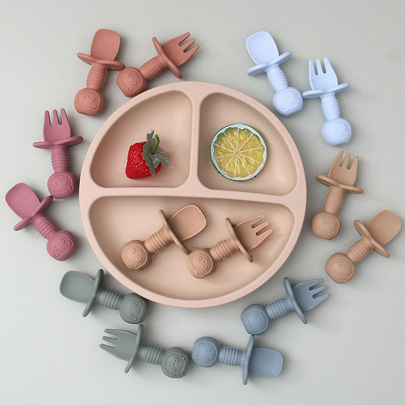 Silicone Food Grade Baby Fork and Spoon Set