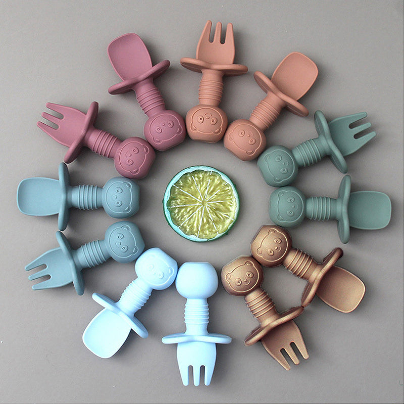 Silicone Food Grade Baby Fork and Spoon Set