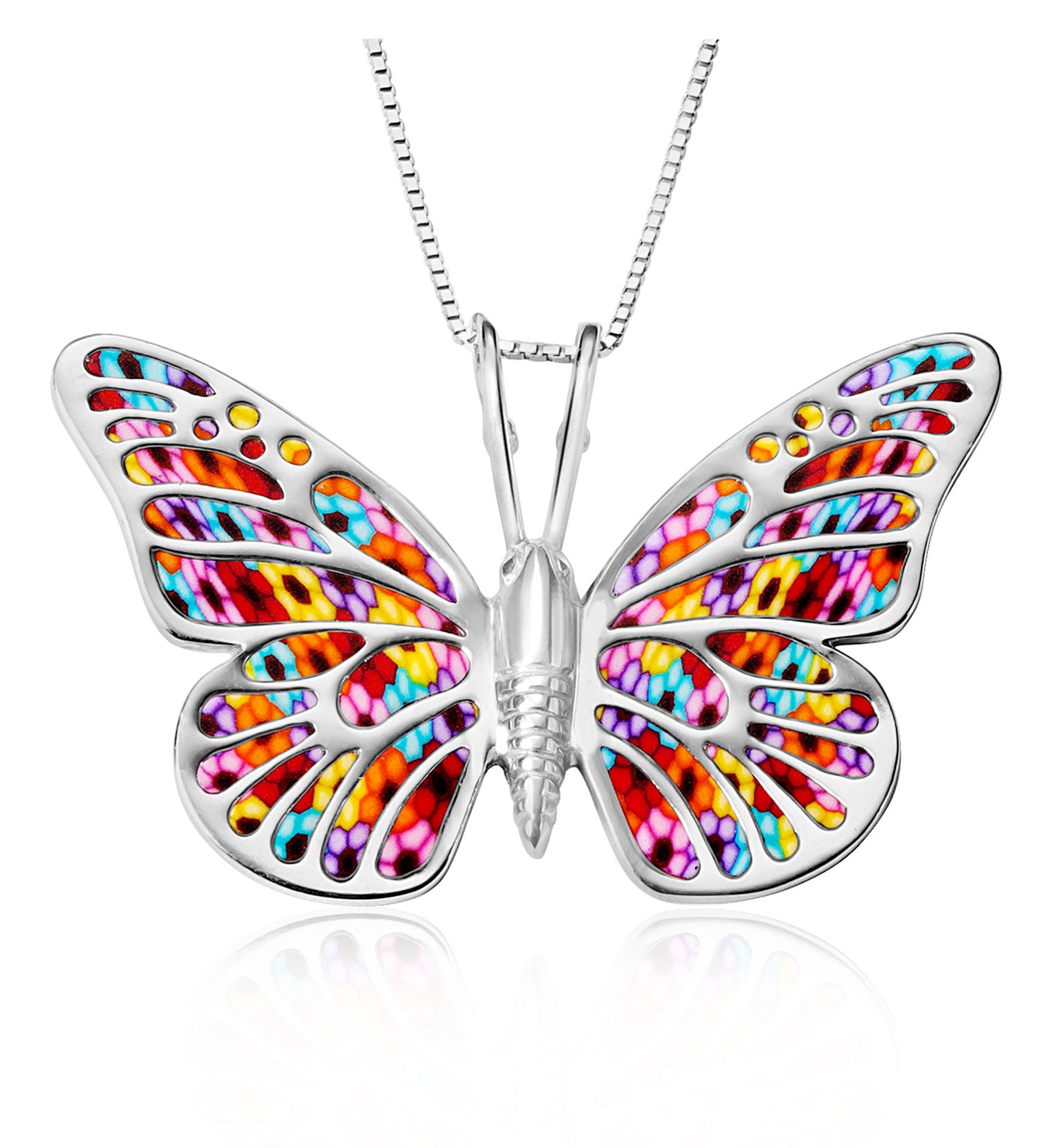 Sterling Silver 925 Butterfly Necklace Handcrafted Pendant