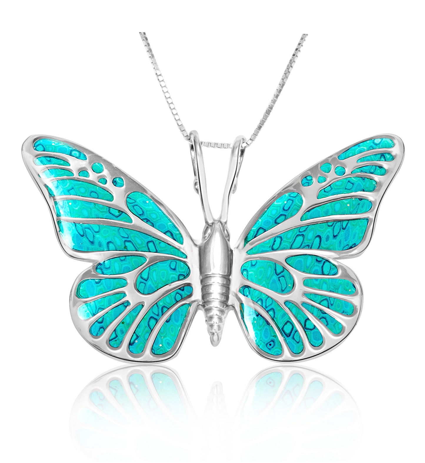 Sterling Silver 925 Butterfly Necklace Handcrafted Pendant