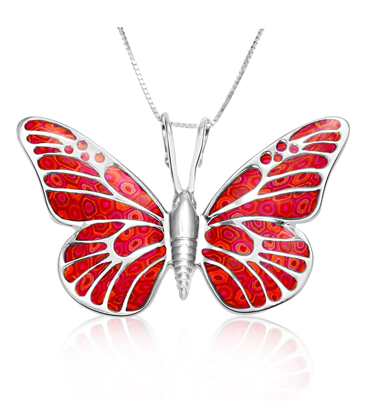 Sterling Silver 925 Butterfly Necklace Handcrafted Pendant