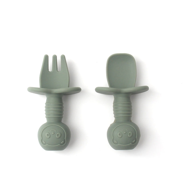 Silicone Food Grade Baby Fork and Spoon Set