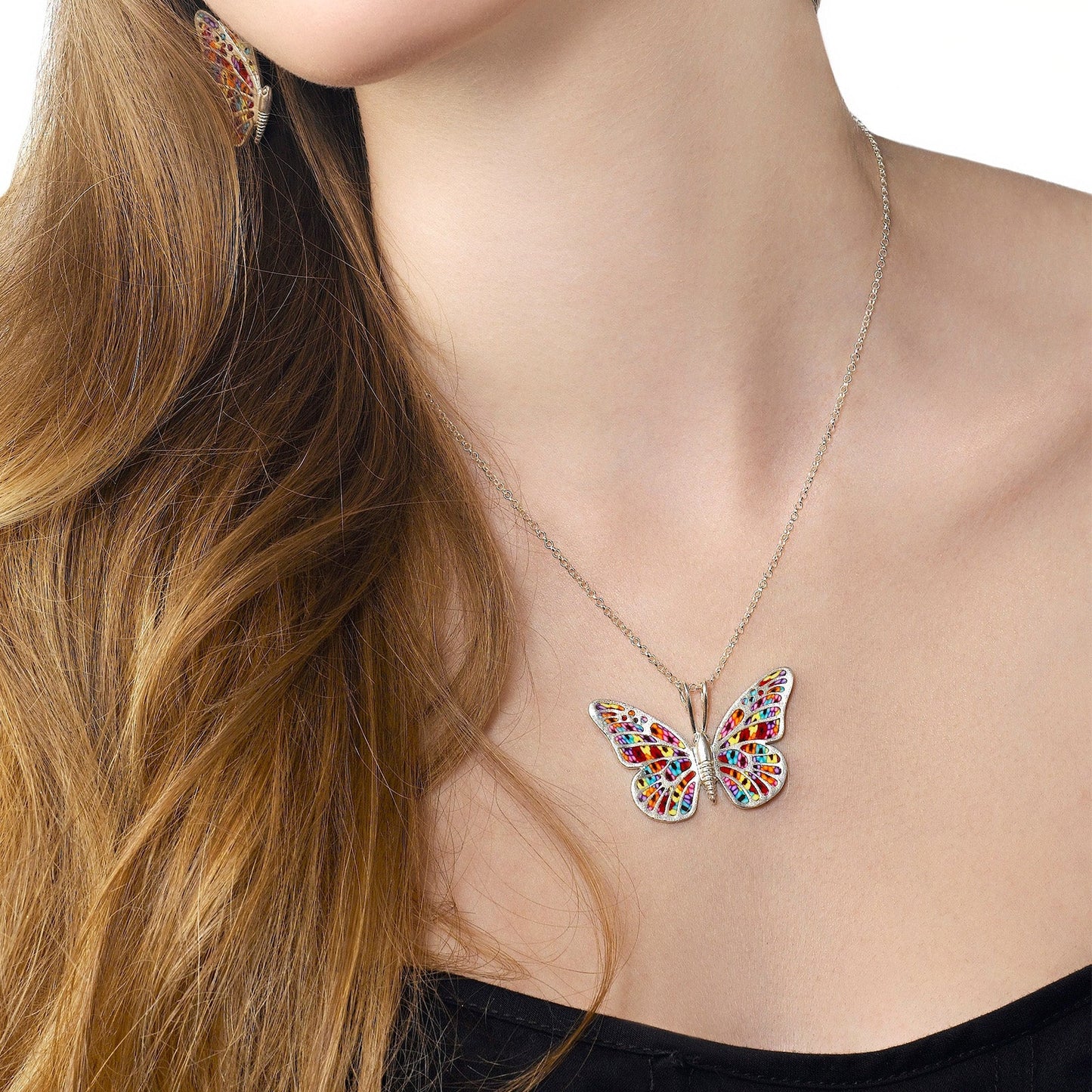 Sterling Silver 925 Butterfly Necklace Handcrafted Pendant