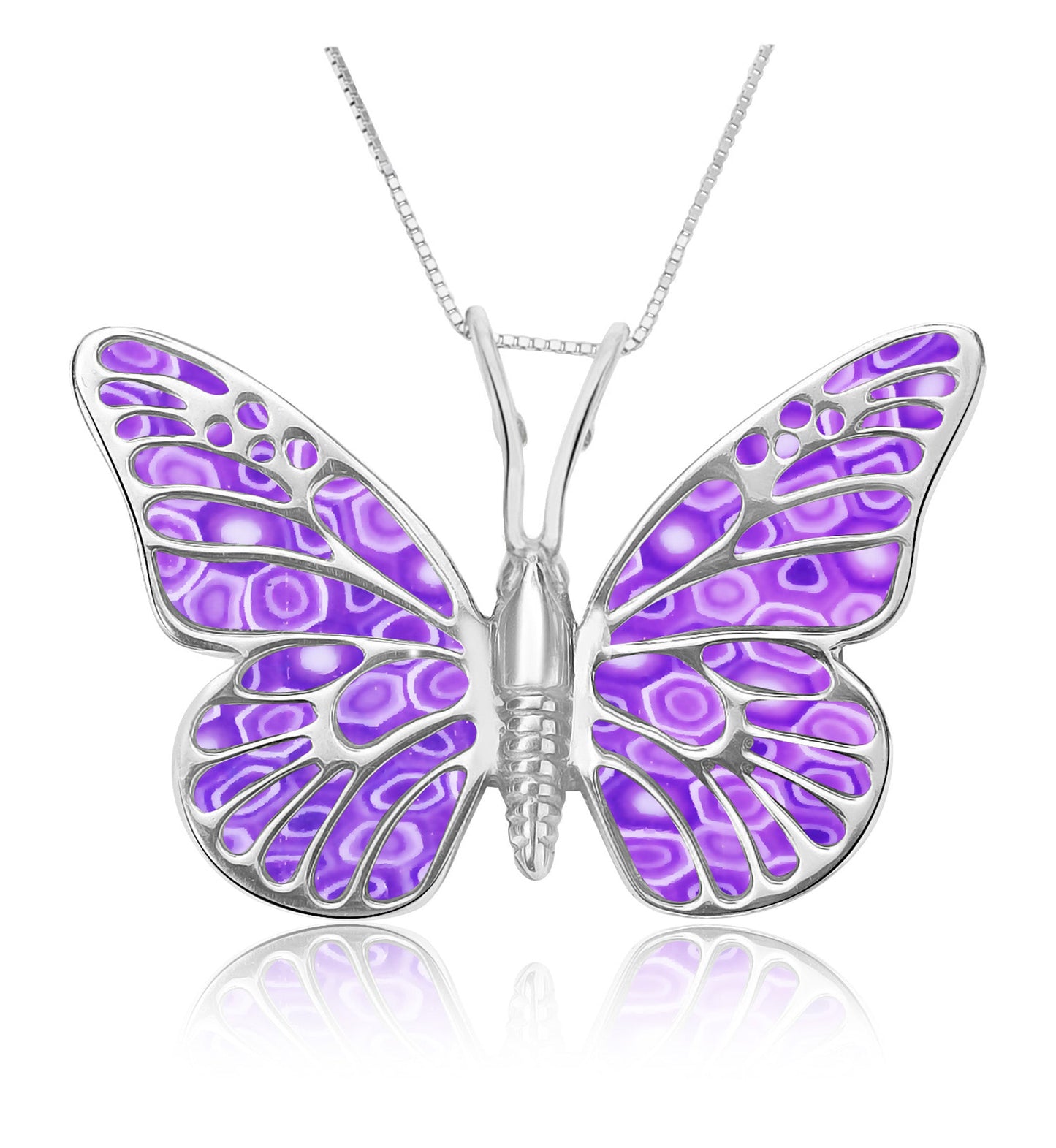 Sterling Silver 925 Butterfly Necklace Handcrafted Pendant