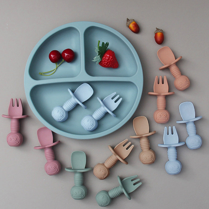 Silicone Food Grade Baby Fork and Spoon Set