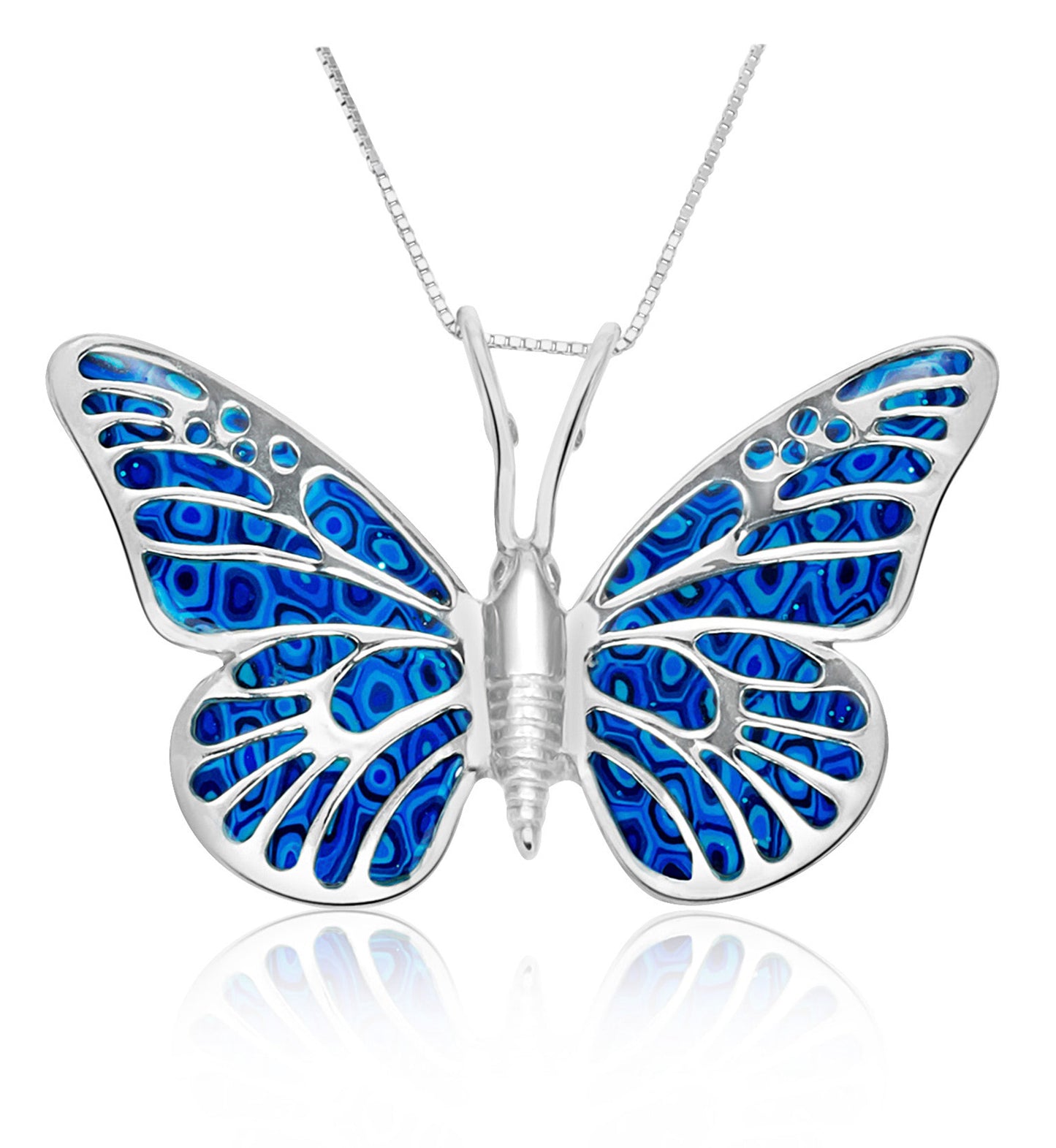 Sterling Silver 925 Butterfly Necklace Handcrafted Pendant